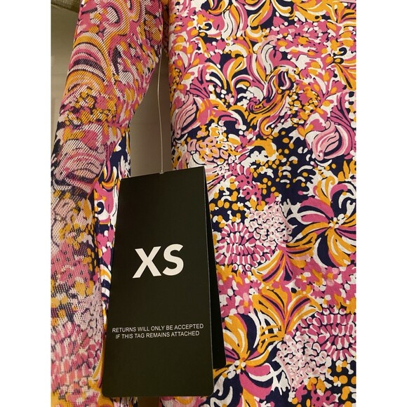 NWT IBKUL Marissa Paisley Quarter Zip Pullover Sz XS Hot Pink Floral Long Sleeve - Picture 6 of 13